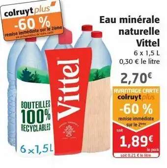 Colruyt Eau minérales naturelle vittel offre