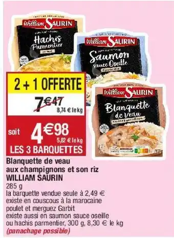 Migros Blanquette de veau aux champignons et son riz william saurin offre