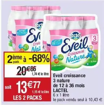 Migros Eveil croissance 3 nature de 12 à 36 mois lactel offre