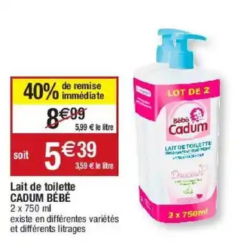 Migros Lait de toilette cadum bébé offre