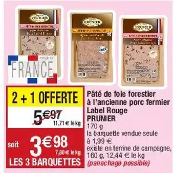 Migros Paté de foie forestier à l'ancienne porc fermier label rouge prunier offre