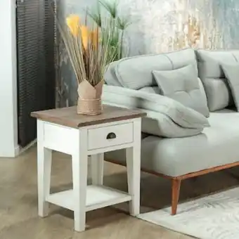 Pier Import Table de chevet blanche bois recyclé bristol offre