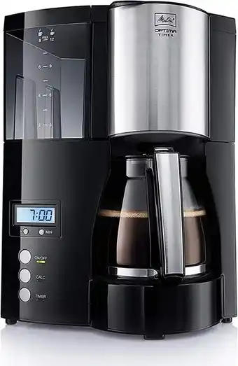 Amazon Melitta cafetière à filtre avec verseuse en verre, fonction maintien au chaud et timer, optima timer, noir, 100801 offre