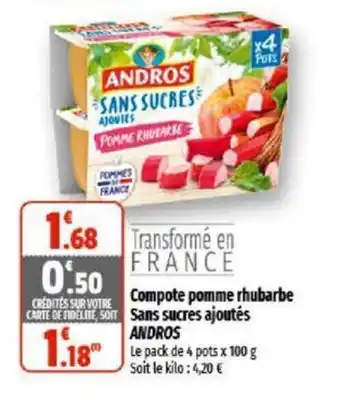 Compote pomme rhubarbe sans sucres ajoutés ANDROS