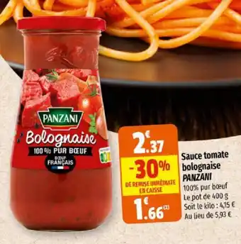 Coccinelle Supermarché Sauce tomate bolognaise PANZANI offre