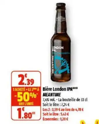Coccinelle Supermarché Bière london IPA MEANTIME offre