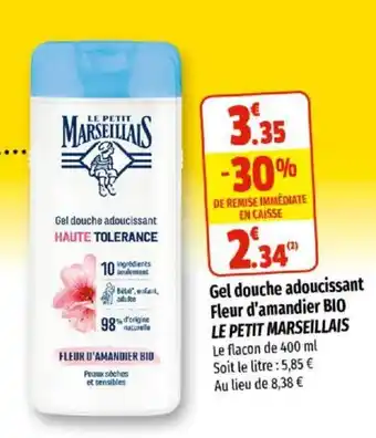 Coccinelle Supermarché Gel douche adoucissant fleur d'amandier BIO LE PETIT MARSEILLAIS offre