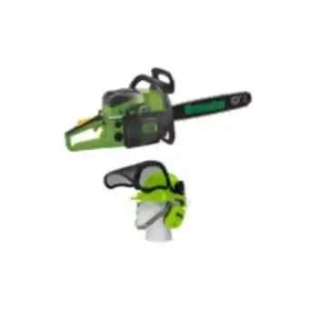 E.Leclerc Brico Tronçonneuse thermique 52cc lame 50 cm greencat + casque de protection complet vito offre