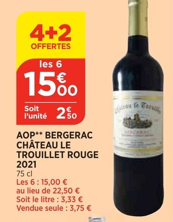 Bi1 Aop bergerac château le trouillet rouge 2021 offre