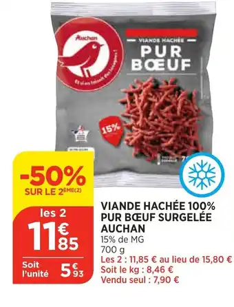 Bi1 Viande hachée 100% pur bœuf surgelée AUCHAN offre