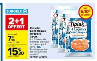 Carrefour Coquilles saint-jacques surgelées tipiak offre