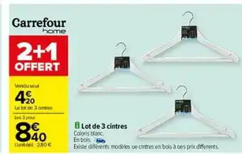 Carrefour Lot de 3 cintres carrefour home offre