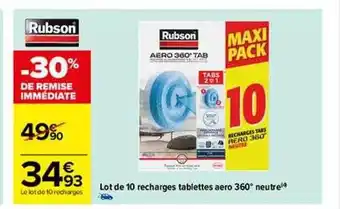 Carrefour Lot de 10 recharges tablettes aéro 360° neutre rubson offre