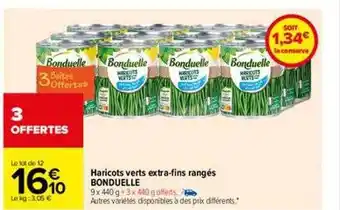 Carrefour Haricots verts extra-fins rangés bonduelle offre