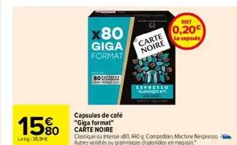 Carrefour Capsules de café offre