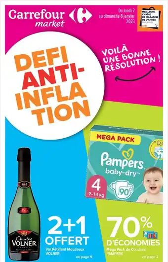 Carrefour Market Mega pack de couches pampers, vin pétillant mousseux volner offre