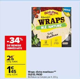 Carrefour Market Wraps «extra moelleux» old el paso offre