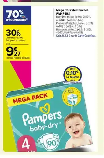 Carrefour Market Mega pack de couches pampers offre