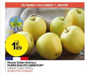 Carrefour Market Pomme golden delicious filière qualité carrefour offre