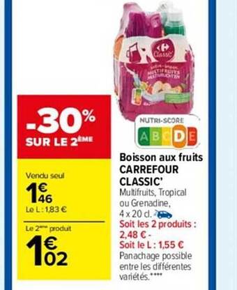Carrefour Market Boisson aux fruits carrefour classic' offre