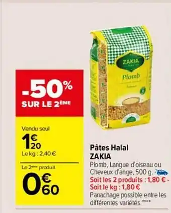 Carrefour Market Pâtes halal zakia offre