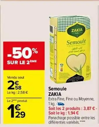 Carrefour Market Semoule zakia offre
