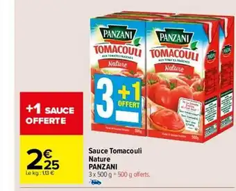 Carrefour Market Sauce tomacouli nature panzani offre