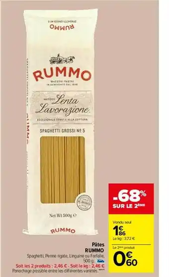 Carrefour Market Pâtes rummo offre