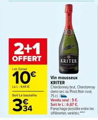 Carrefour Market Vin mousseux kriter offre