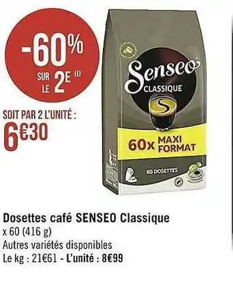 Casino Supermarchés Dosettes café senseo classique offre