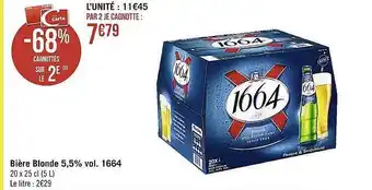 Casino Supermarchés Bière blonde 5,5% vol. 1664 offre