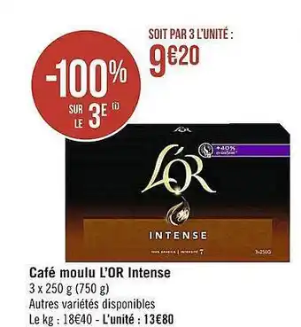 Casino Supermarchés Café moulu l'or intense offre