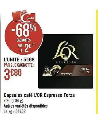 Casino Supermarchés Capsules café l'or espresso forza offre