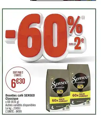 Casino Supermarchés Dosettes café senseo classique offre