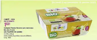 Casino Supermarchés Compote pomme banane sans morceaux bio dès 5 mois les tilapins de casino offre
