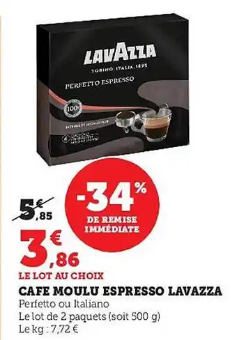 Hyper U Café moulu espresso lavazza offre