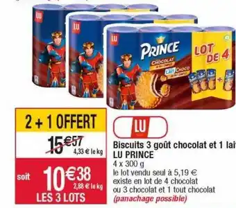Cora x Carrefour Biscuits 3 goût chocolat et 1 lait lu prince offre