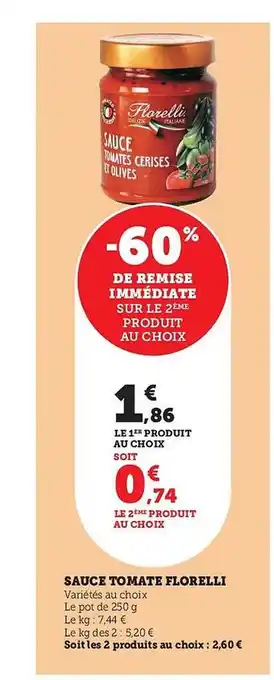 Hyper U Sauce tomate florelli offre