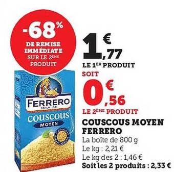 Hyper U Couscous moyen ferrero offre