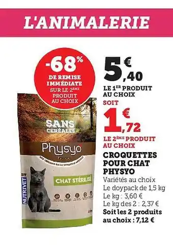 Hyper U Croquettes pour chat physyo offre