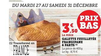 Hyper U Galette feuilletée frangipane 6 parts offre