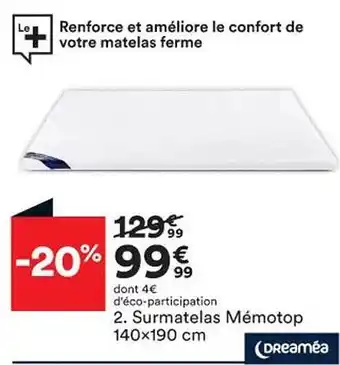 BUT Surmatelas mémotop 140 x 190 cm dreaméa offre