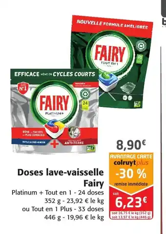 Colruyt Doses Lave-Vaisselle fairy offre