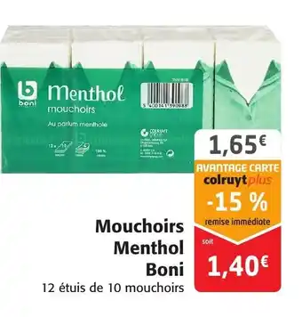 Colruyt Mouchoirs Menthol Boni offre