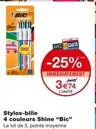 Stylos-bille 4 couleurs Shine Bic