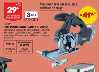 ALDI Scie Plongeante Sans Fil 20V offre