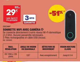 ALDI Sonnette Wifi Avec Camera offre