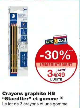 Monoprix Crayons graphite HB Staedtler et gomme offre