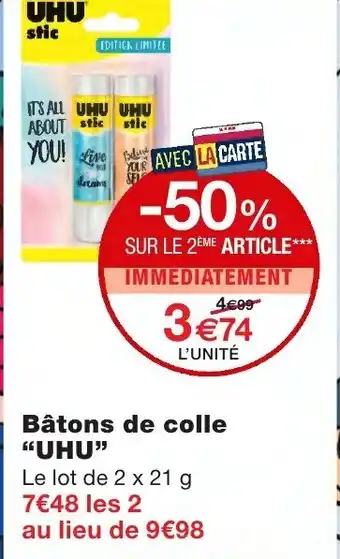 Monoprix Bâtons de colle UHU offre