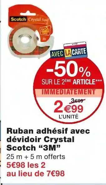 Monoprix Ruban adhésif avec dévidoir Crystal Scotch offre